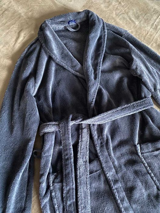 Халат серый флис  мужской, женский, унисекс Л-ХЛ