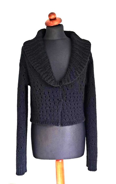 Czarny ażurowy sweter kardigan  vintage grunge M L XL