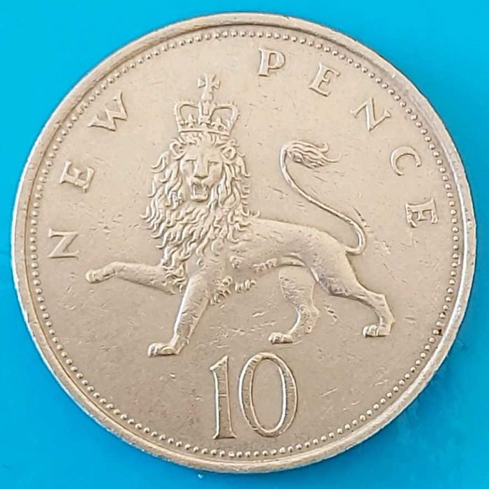 10 New Pence de 1968, Reino Unido, Isabel II