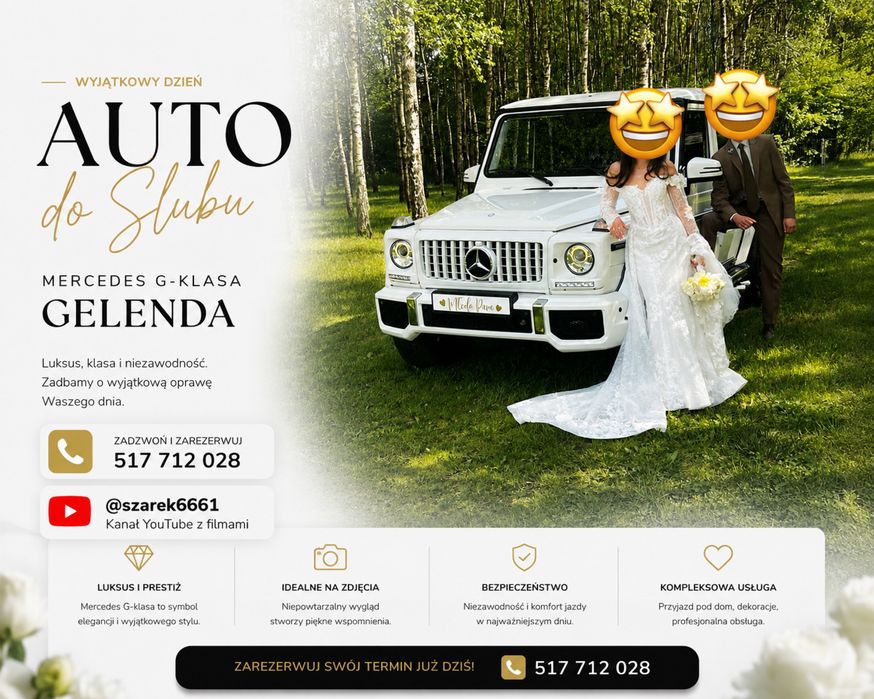 #Auto do Ślubu# Biały Mercedes G Klasa V8 #GELENDA DO ŚLUBU#