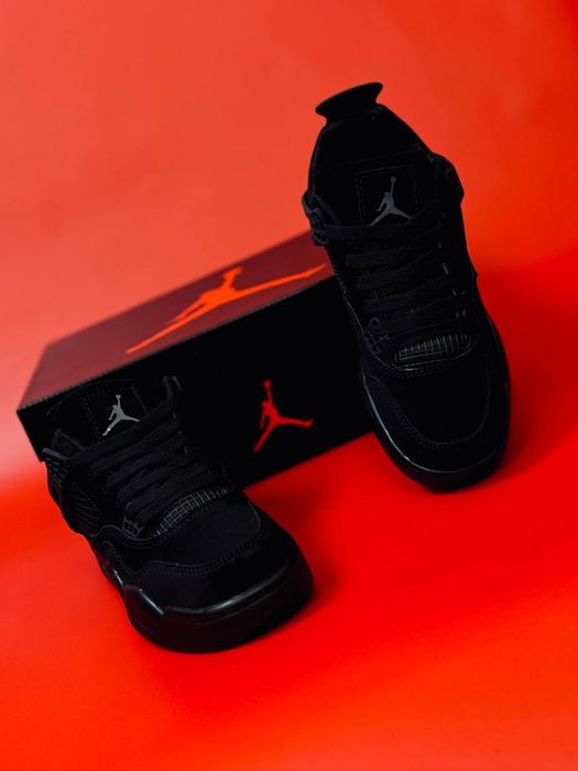 Nike Air Retro Jordan 4 cat premium black набуковые кроссовки Джордан