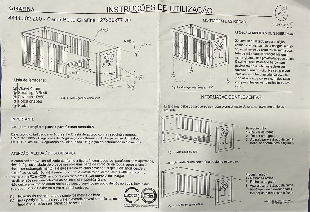 Cama de bebé GIRAFA – Transforma-se em sofá e secretária