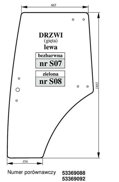 S07, S08, S09, S10 szyba do Zetor Forterra  Proxima