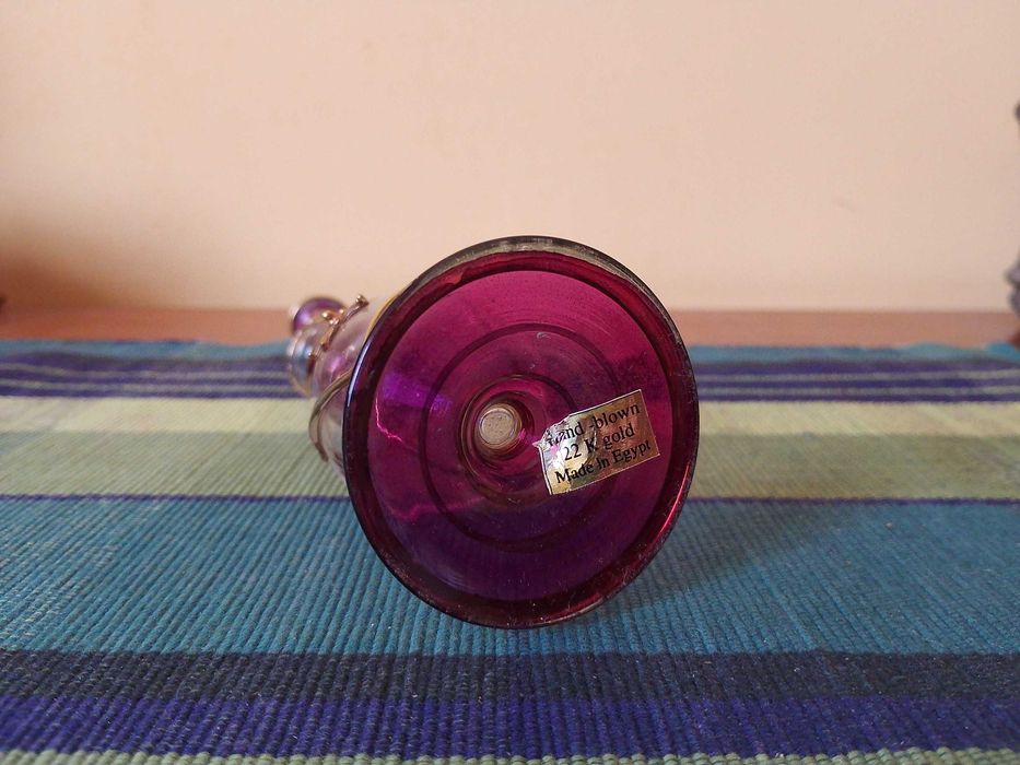 Cachimbo de Água em Vidro do Egipto com Pintura de Ouro 22 quilates