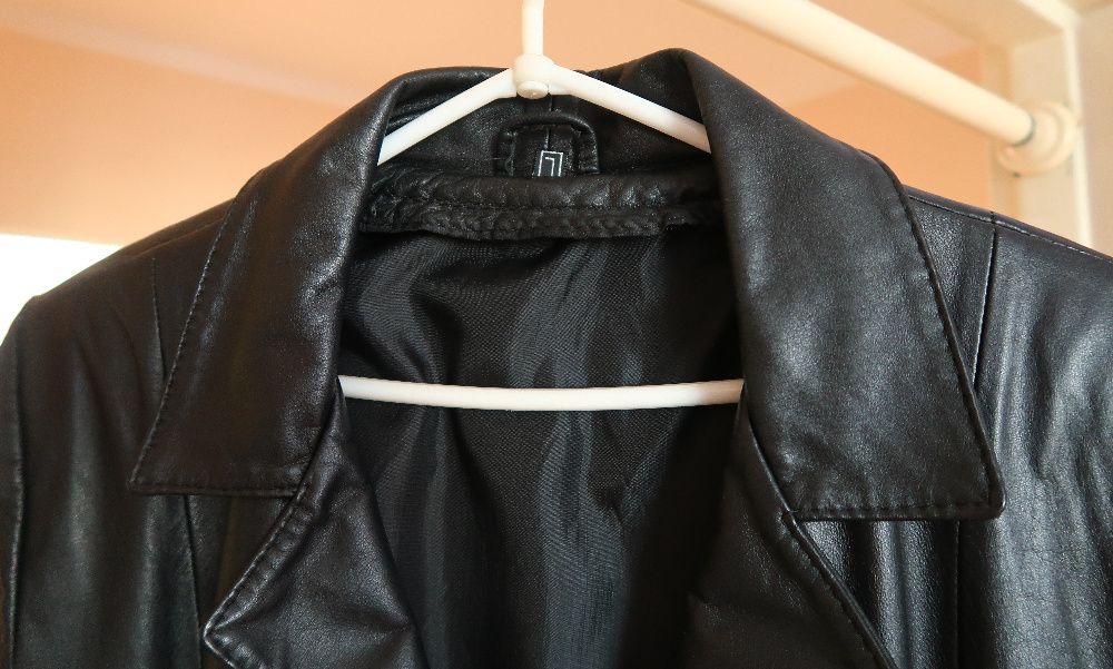 Płaszcz skórzany damski czarny KEMAX L marynarka szczupła