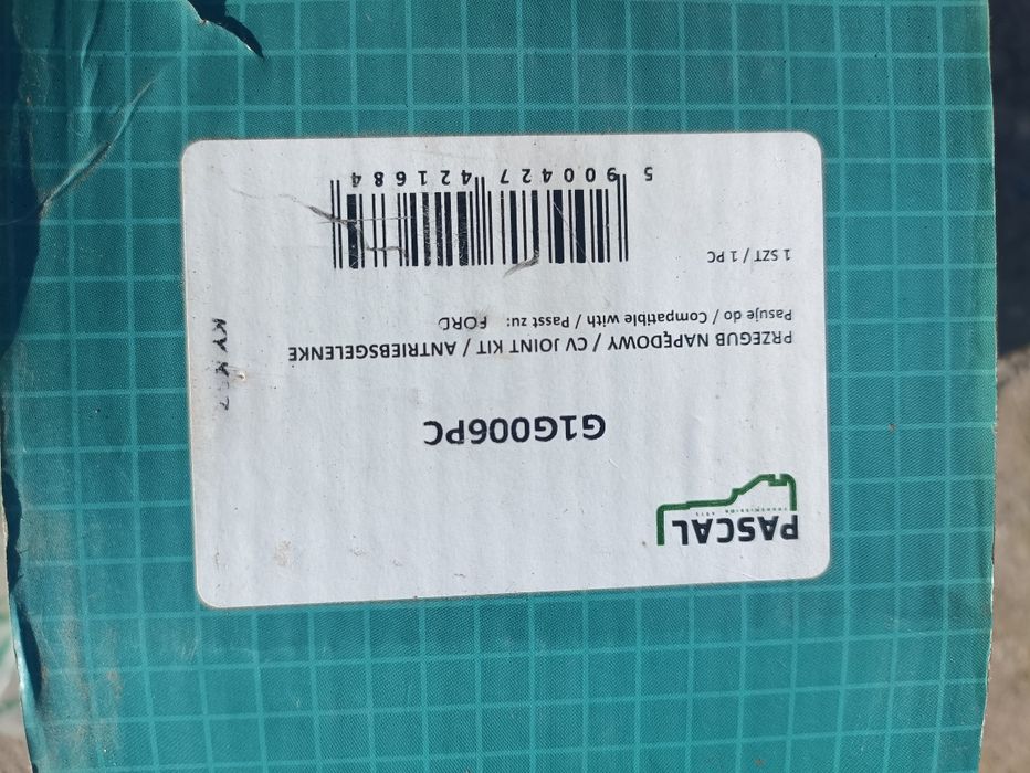 ШРУС G1G006PC Pasca Шарнир приводного валl FORD Fiesta Escort, Puma