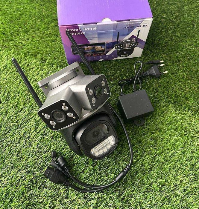 4G Потрійна Камера відеонагляду вулична 12MP від сім V380PRO 3L-4G