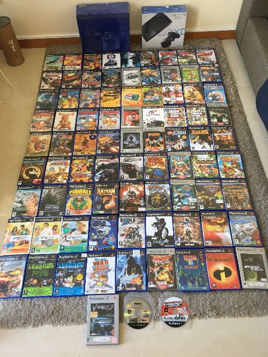 PS2 Fat Console + PS2 Slim + 89 Games64584258544899121