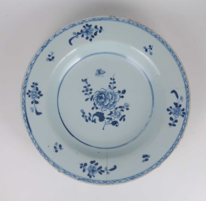 4 Pratos porcelana azul e branca da China Séc. XVIII