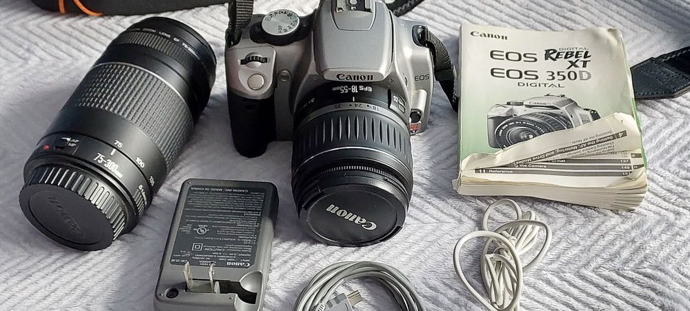 Canon Eos Digital Rebel XT aparat i obiektyw Canona 75-300 750 zł ...