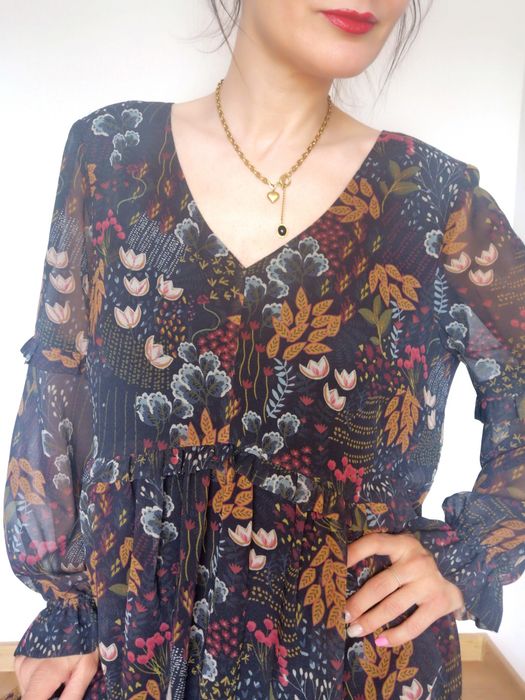Sukienka Solar luźna 42 oversize kwiaty kwiatuszki ciążowa boho midi d