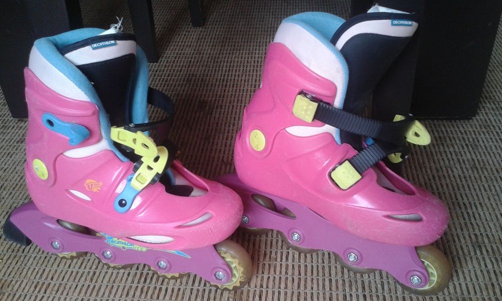Patins em linha, nº 31+proteções cotovelos, joelhos e punhos