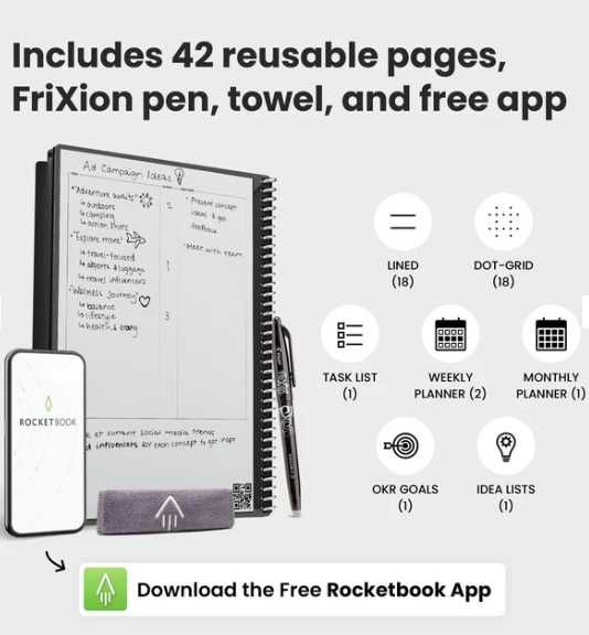 Багаторазовий розумний блокнот Rocketbook Fusion A5 (Новий)