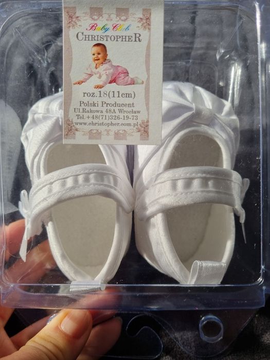 Buciki niemowlęce chrzciny  Kolor biały r. 18