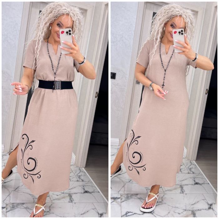 Вишукана льняна сукня з ремінем в комлекті. Супер ЦІНА.