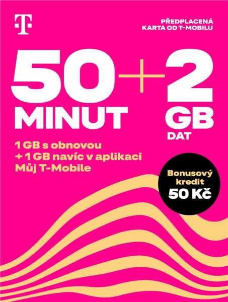 Czeska karta SIM Starter T-mobile BEZ REJESTRACJI 50min 1+1GB + 50 CZK