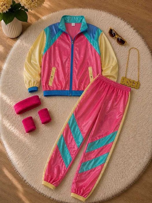 Okazja! Nowy Strój Retro Lata 70 80 90 Dres Disco Zestaw L Kostium Retro Disco