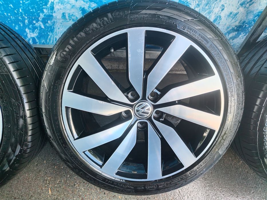 Koła: Felgi 18" 5x112 Oryginalne Volkswagen, Opony letnie Continental
