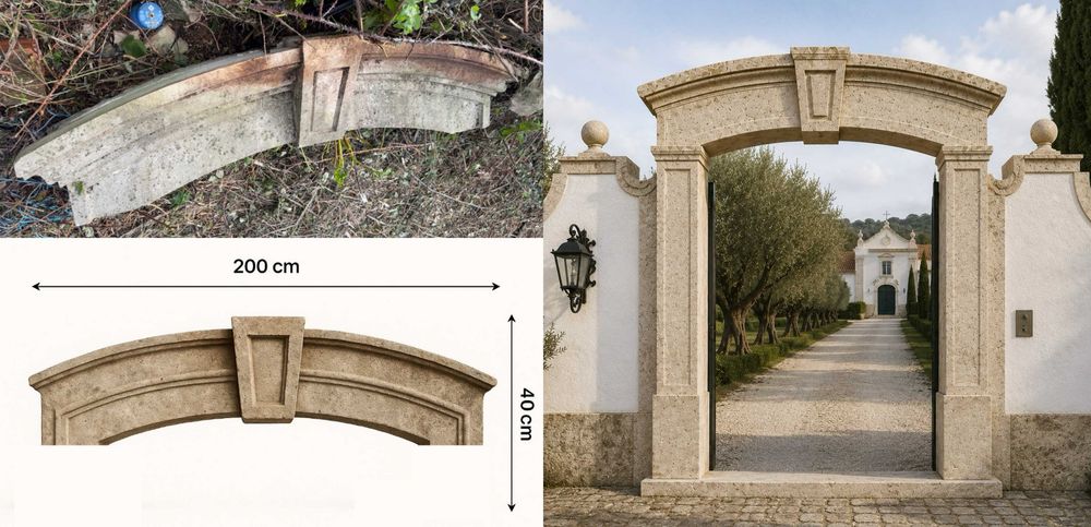 Arco Superior Monumental em Pedra Lavrada do Século XVII – Coleção Azularte