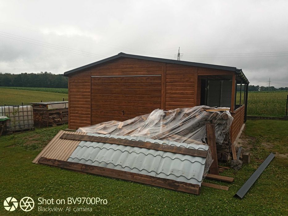 garaż z wiatą zadaszeniem 5x6 6x6 czarny multigloss