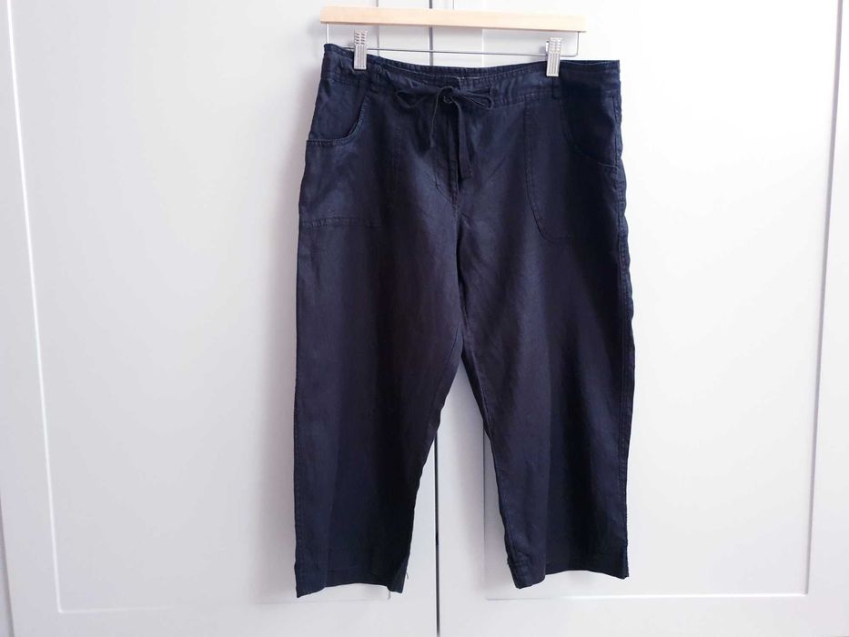 Czarne lniane spodnie spodenki rybaczki Denim&co 40
