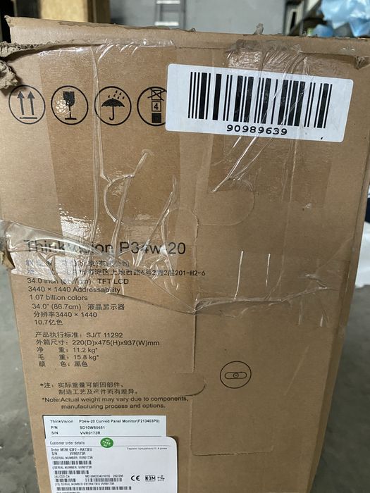 Монітор 34’’ 4K Lenovo ThinkVision P34w-20