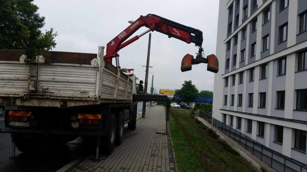 Usługi transportowe HDS, czerpak, trawers, widły. Wynajem kontenerów