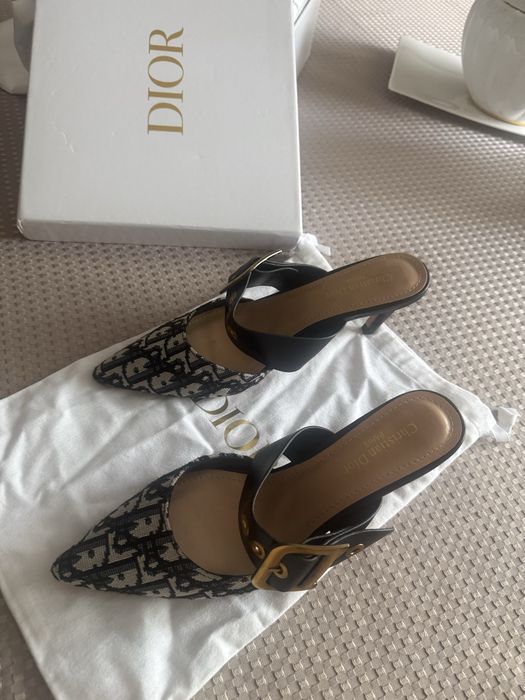 Klapki na obcasie niskim Dior 37 monogram