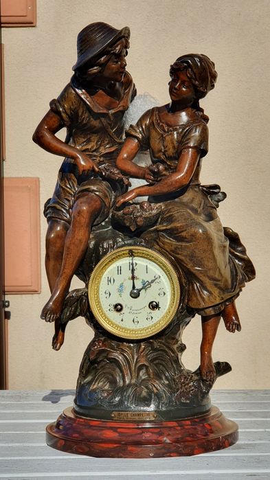 Zegar kominkowy antyk XIXwiek sygnowany August Moreau prezent na święt