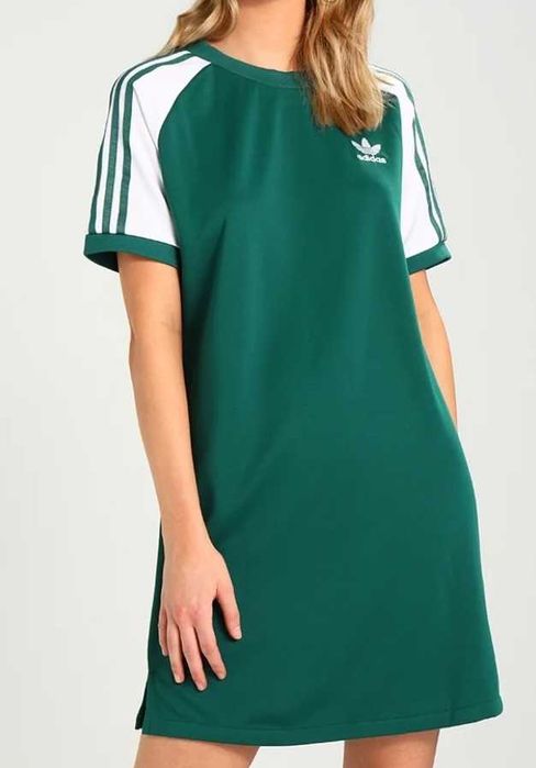 B11 sportowa sukienka Adidas prosta logo zielona letnia dresowa M 38