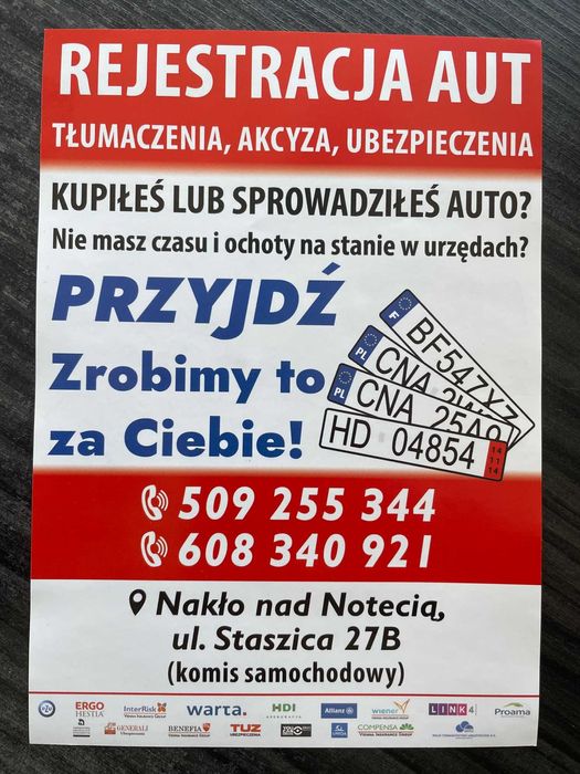Rejestracja Pojazdów & Ubezpieczenia Oc-Ac i inne