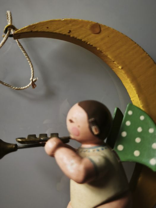 Vintage Aniołek Wendt & Kühn 11 kropek Erzgebirge Drewno