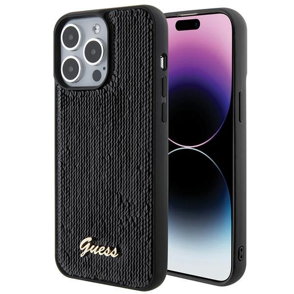 Guess GUHCP15XPSFDGSK iPhone 15 Pro Max 6.7 czarny/black hardcase Sequin Script Metal