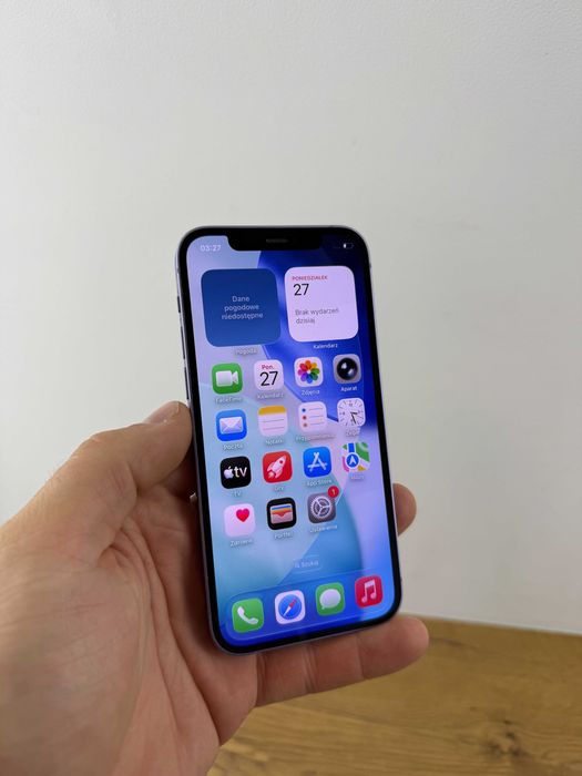 1465. Telefon Apple Iphone 12 Fioletowy. 100% sprawny. Zbity tył