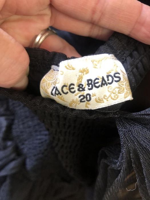 макси-платье lace & beads из тюля с открытыми плечами черное xl-xxl