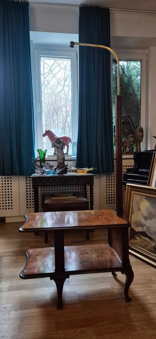 Zabytkowa lampa podłogowa stolik etażerka art deco Ludwik XVI antyk