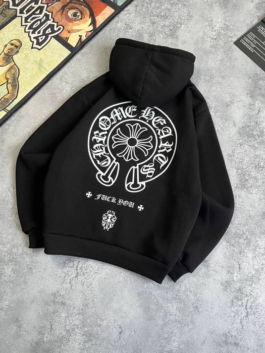 Худи Chrome Hearts черное оверсайз