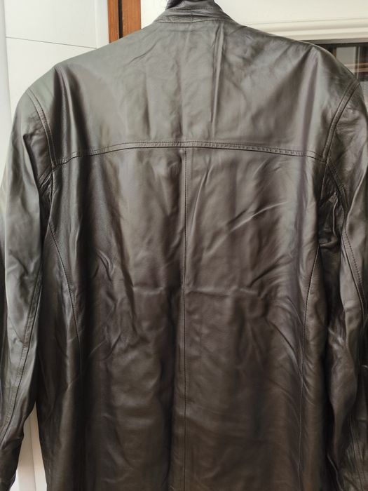 Мужская темно-коричневая кожаная куртка размер 52-56
