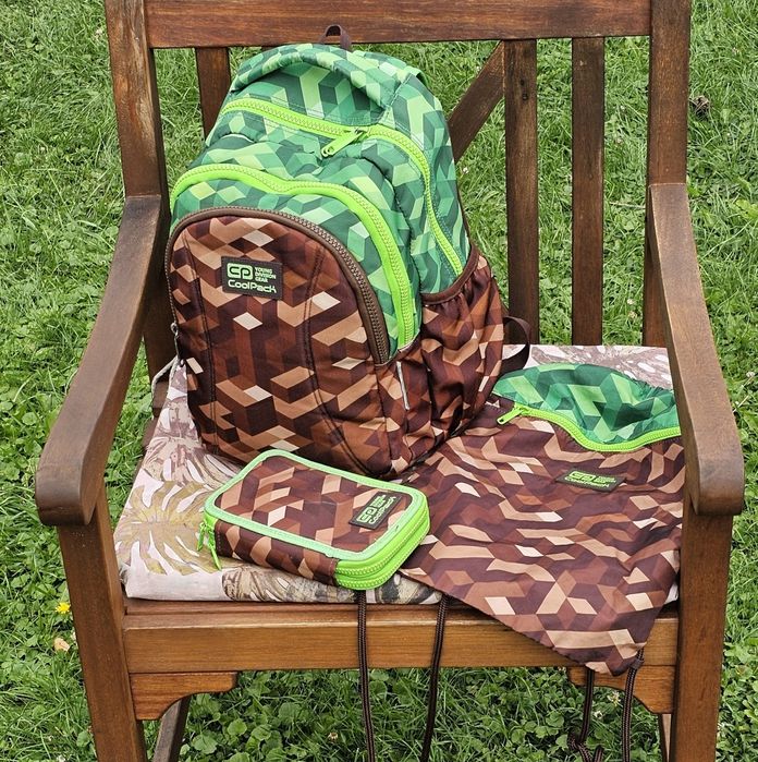 Komplet plecak, bidon, torba i piornik  Coolpack Joy S Minecraft Pixel