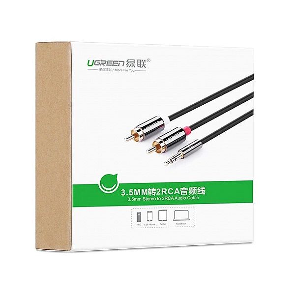 Ugreen kabel przewód audio 3,5 mm mini jack - 2RCA 2 m czarny (AV116,