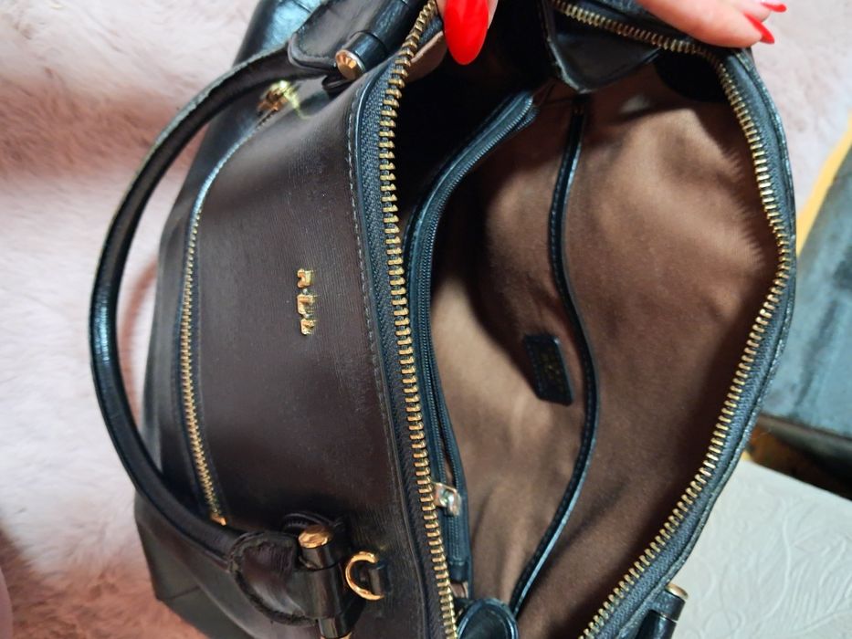Ralph Lauren RLL black czarna torebka do ręki średnia  saffiano
