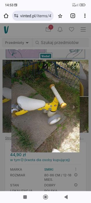 Rowerek smiki niemowlęcy