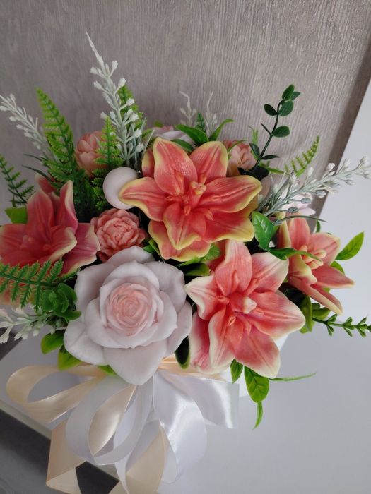 Мыльный букет. Розы. Тюльпаны,  пионы