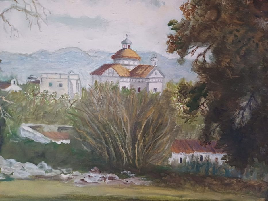 Paisagem alentejana a óleo, original, do pintor alentejano Violante