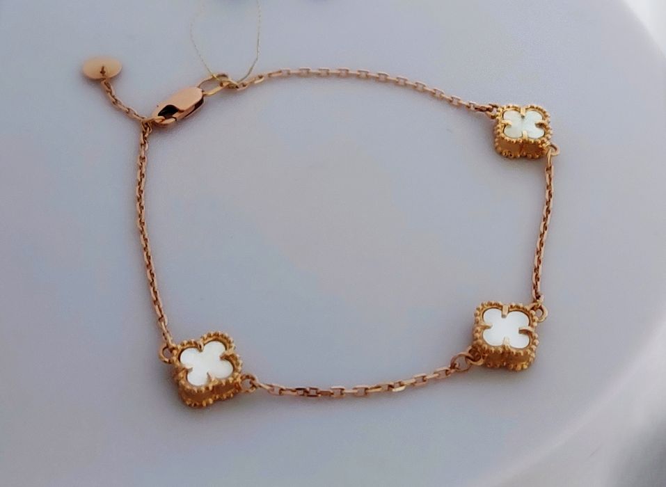 Золотий браслет "Конюшина Лайт" в стилі Ван Кліф 585 проба новий