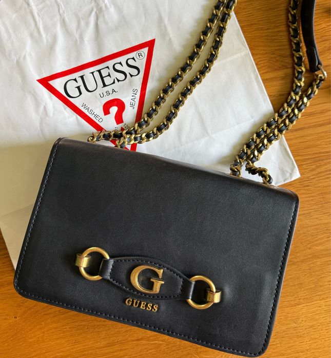 Оригінальна сумка Guess. Стильна темно синя сумка на ланцюжку