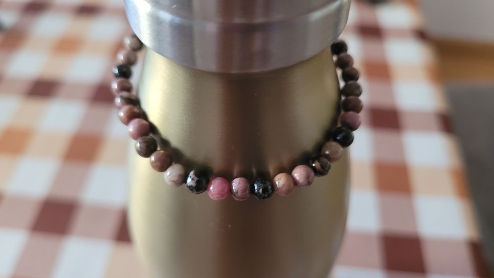 Czarny rodonit, bransoletka, naturalny kamień