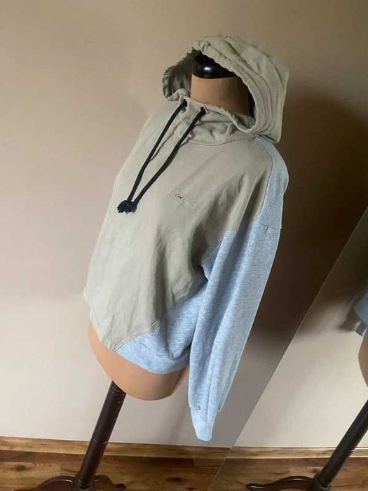 Zara bluza laczone materialy oversize luzna m l khaki 38 basic