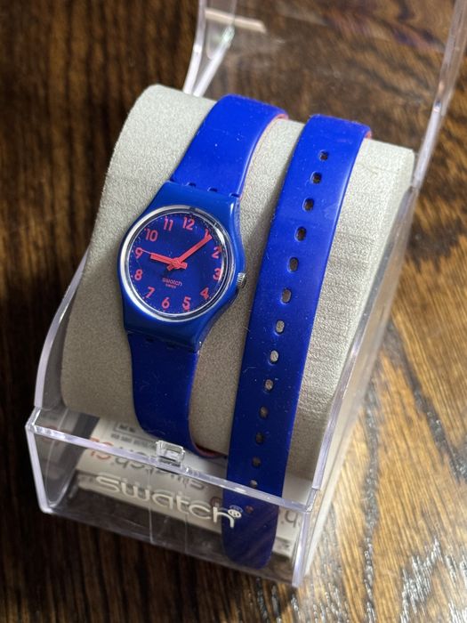 Zegarek Swatch granatowo-różowy podwojny pasek