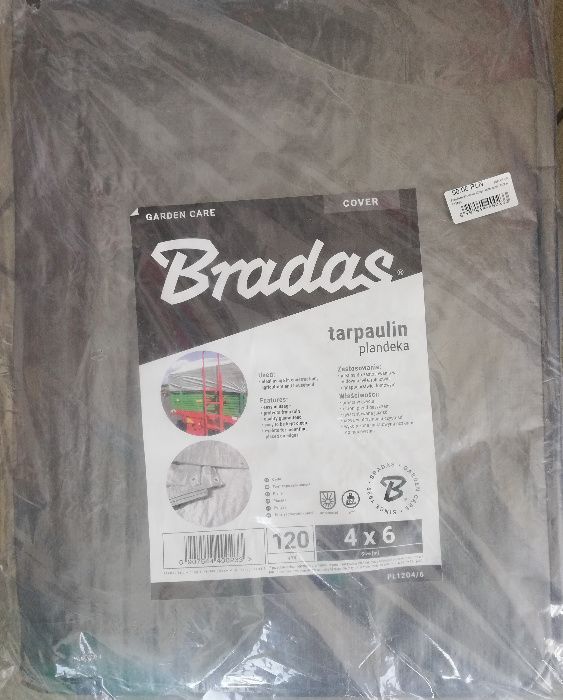 Plandeka wzmacniana 120 g/m2, srebrna 4x6 mb